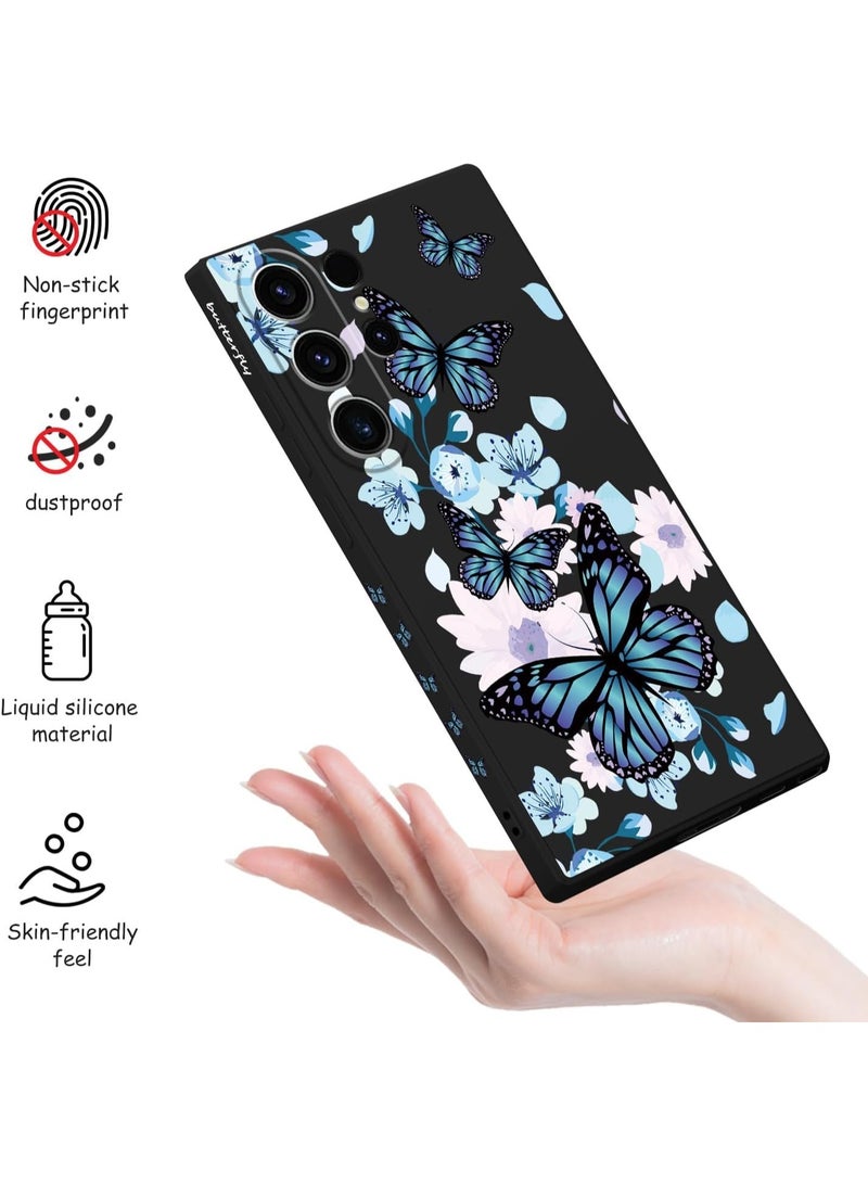 for Samsung Galaxy S24 Ultra Case Creative Design Flower Pattern Slim Soft Silicone Protective for Galaxy S24 Ultra Cover - Aurora Butterfly Black - Image 4